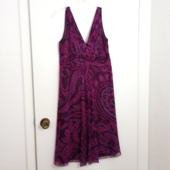 Donna Morgan Purple Paisley Silk Chiffon Fairycore Dress - Picture 1 of 9